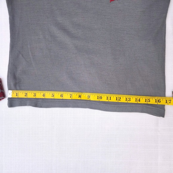 Vintage:: 70s Grey Bird Print Top – Faux Layered Vest - Picture 11 of 14